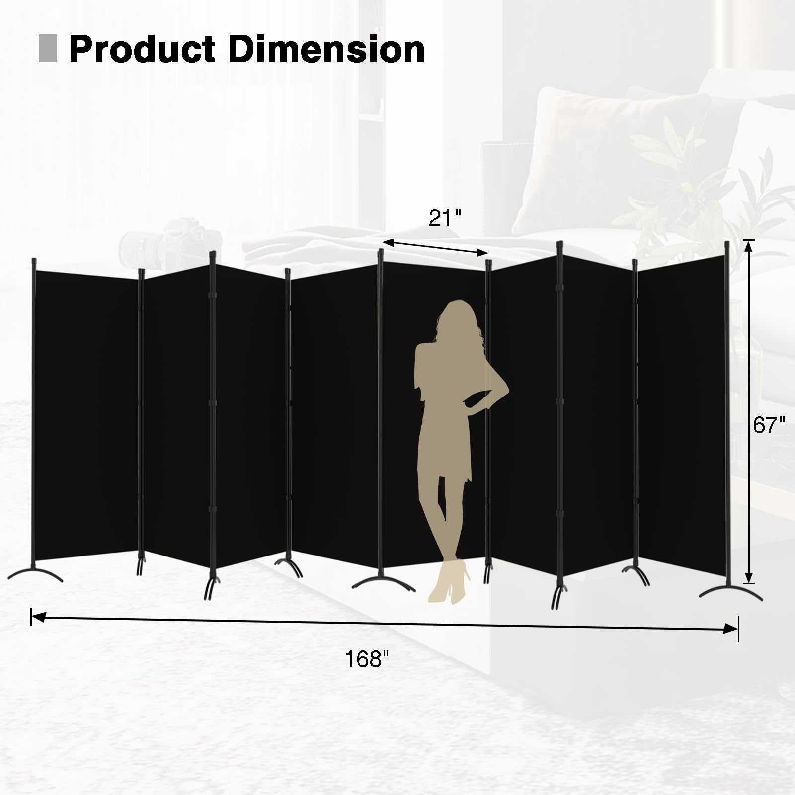 Sorbus Room Divider Privacy Screen, 6 Ft. Tall Extra Wide Foldable - View #8