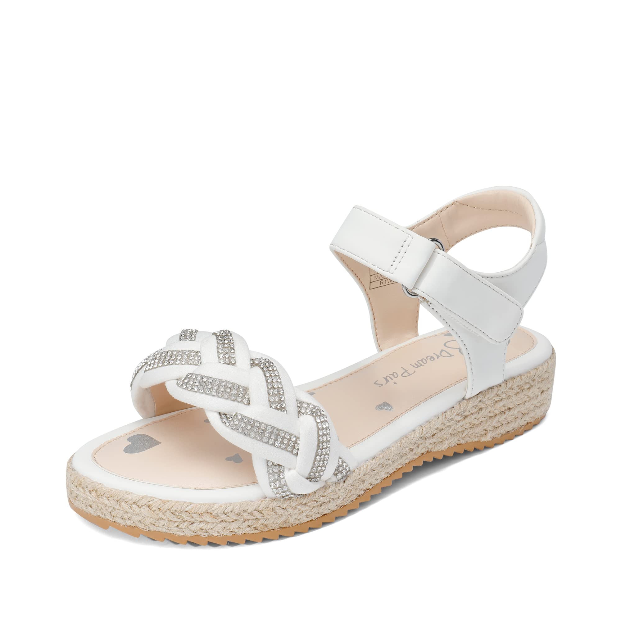 DREAM PAIRS Sandalen Mädchen Sommer kinder | Römersandalen Anti Rutsch Klettverschluss Sandalen Geflochtene Schleife Strass Verziert Verstellbare Knöchel Schuhe