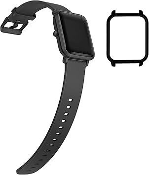 YHC Correa de Repuesto para Xiaomi Amazfit Bip/Bip Lite,con Caja de Reloj (01-Negro)