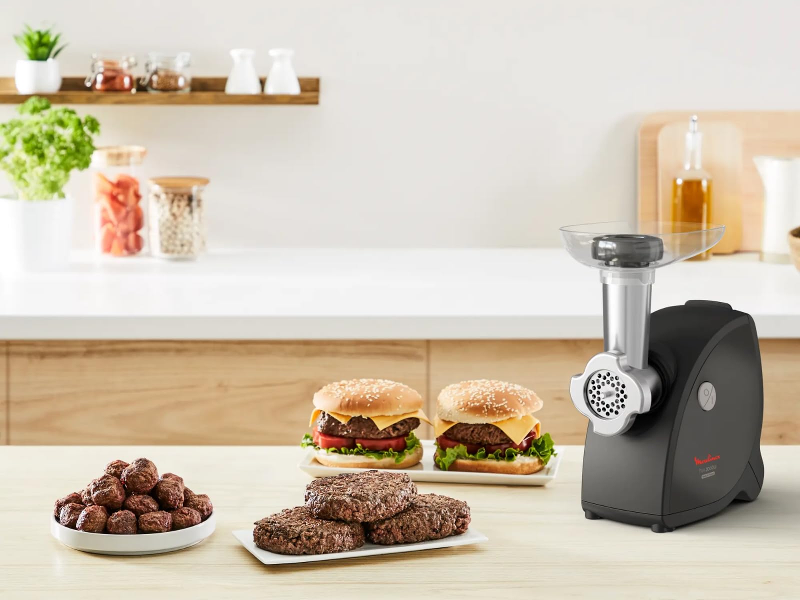 Moulinex HV4 Successor Picadora de carne, 2000 W, Picado perfecto hasta 2,3 kg/min, Versatilidad, Corte de verduras, salchichas y kebbés, Mango, Rendimiento duradero, fabricado en Francia ME472832