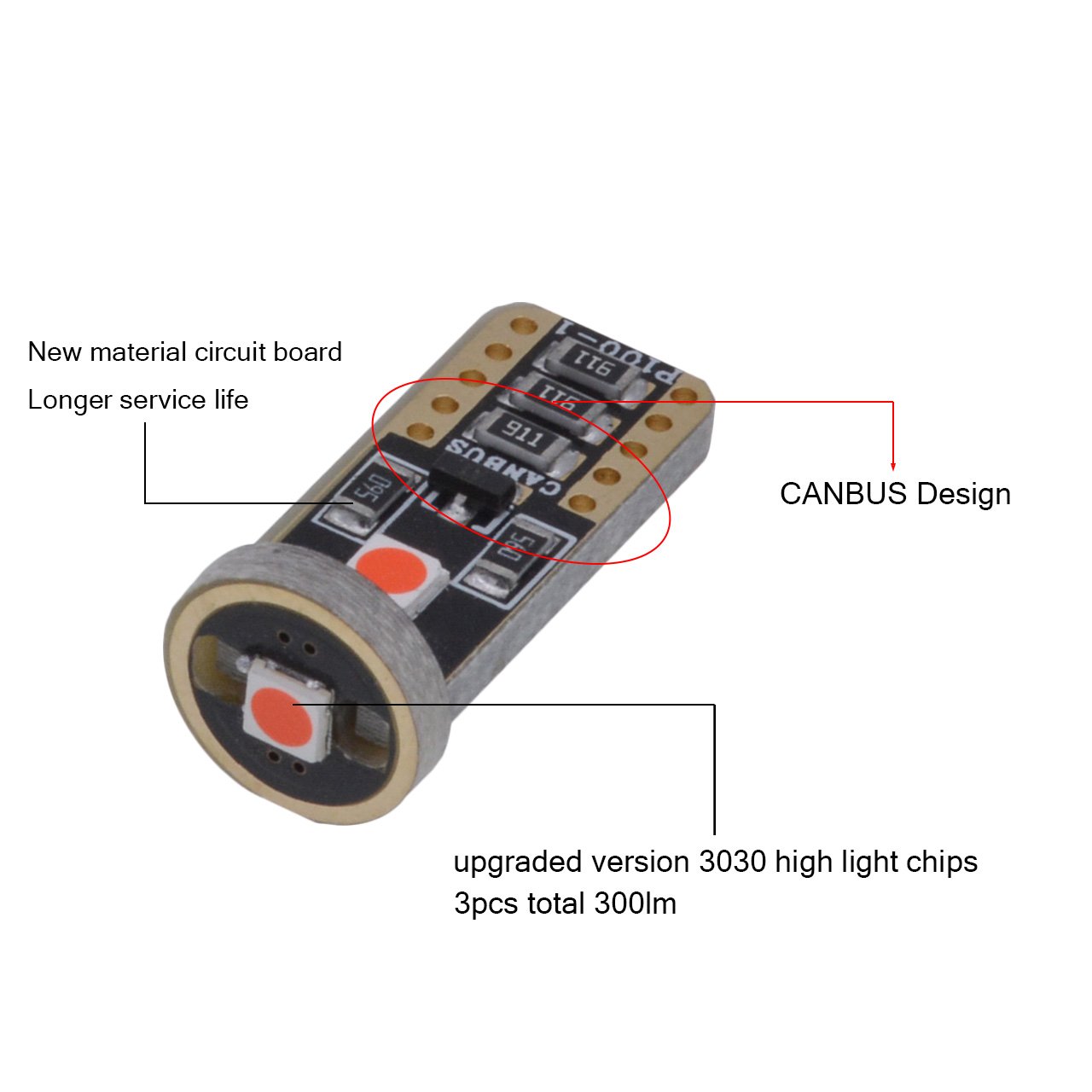 KATUR T10 Canbus LED białe żarówki samochodowe T10 W5W 3 SMD 5050 super jasne 194, 168, 175, 192, 2825 Wedge LED - zapasowe żarówki do lamp wewnętrznych (opakowanie 100 szt.)
