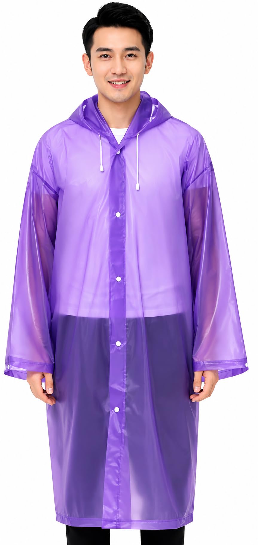 Raincoat for Men Women || Waterproof Reusable Long Full Size Rain Coat with Hood || Transparent PVC Rain Wear Jacket Button Closure Lightweight Outdoor Travel Bike Riding Hiking Camping-image-6