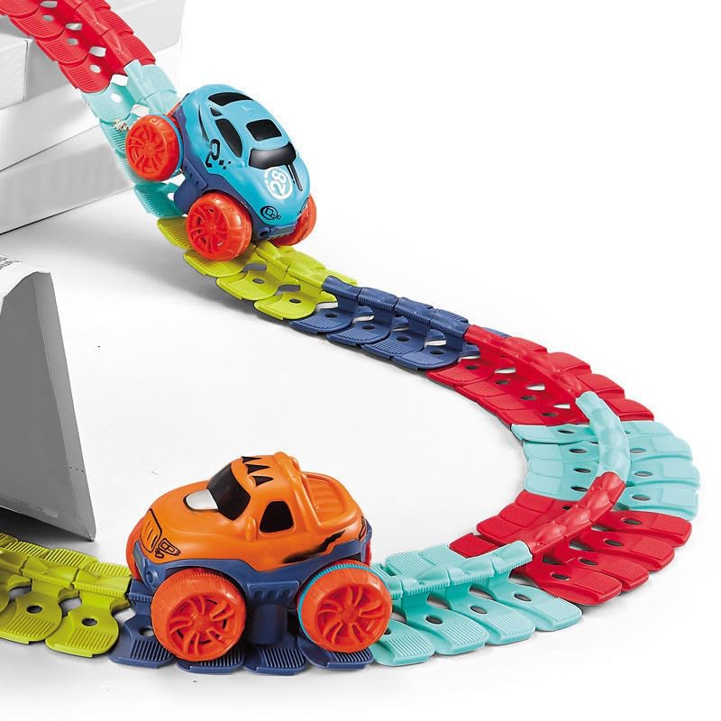 Rainbow Track Racing Set (92 Pieces), Bendable LED Electric Anti-Gravity Car Toys, Best Racing Gifts for Boys and Girls, Interactive Playtime with Flexible Race Track and Colorful Cars