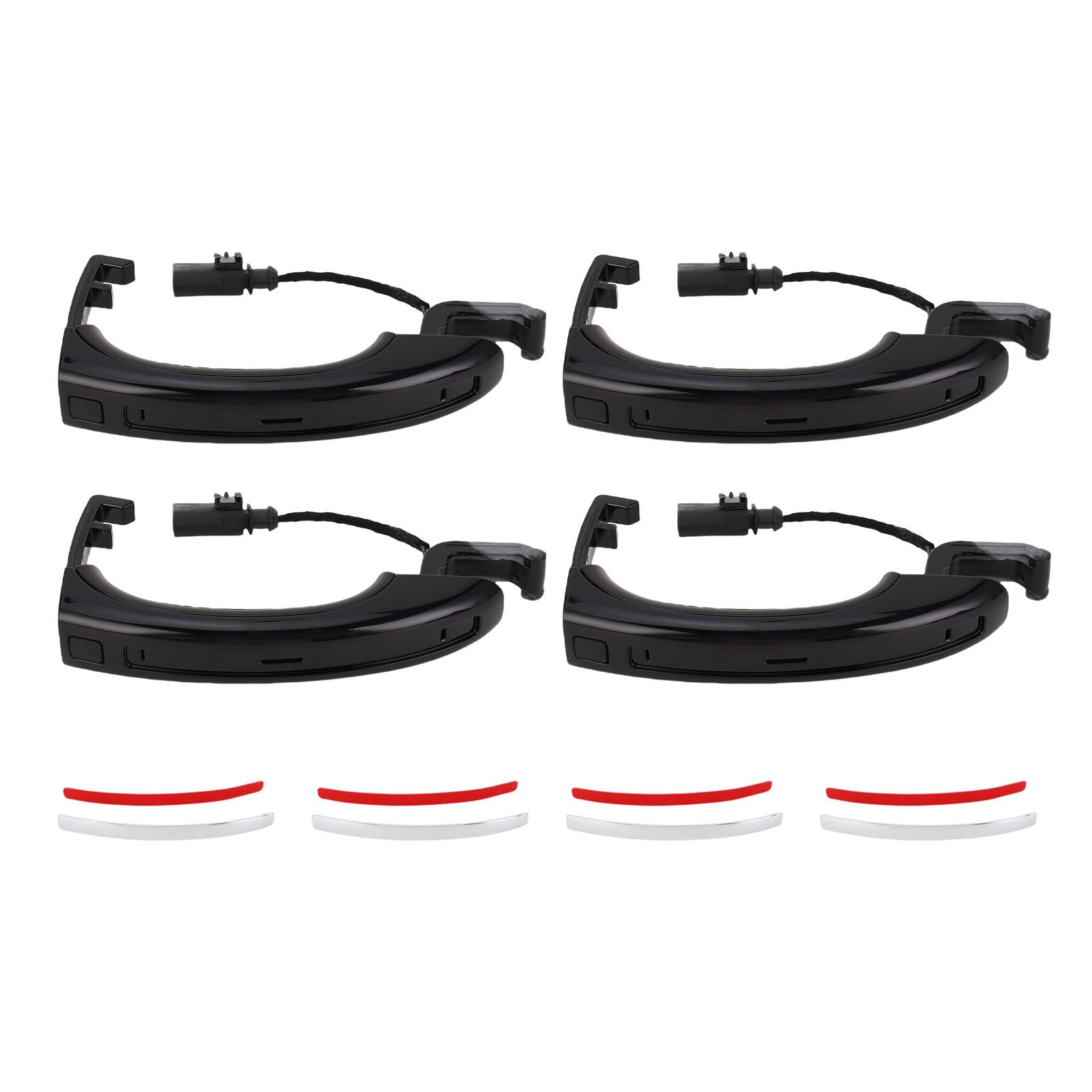 Dilwe Set di Maniglie per Porte Esterne da 4 Pezzi in ABS con Striscia Galvanica Maniglia per Porta Esterna di Ricambio Diretta per Riparazione Fai da Te SUV con OE 4L0837205B 4L0837205A