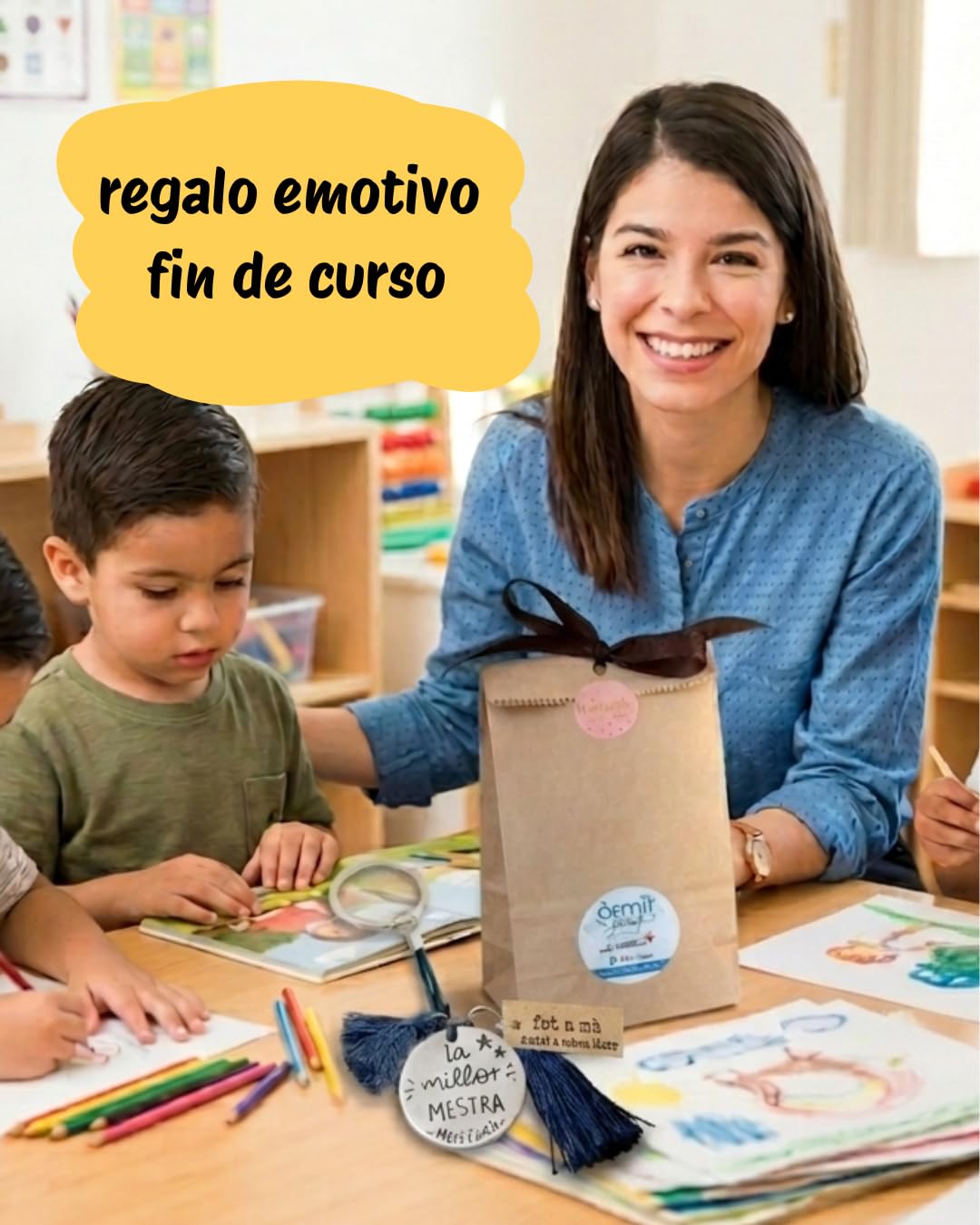 Regalo Personalizado para Profesora “La Millor Mestra” Llavero Grabado a Mano en Catalán Detalle Fin de Curso para Maestra o Educadora Artesanal y Personalizable