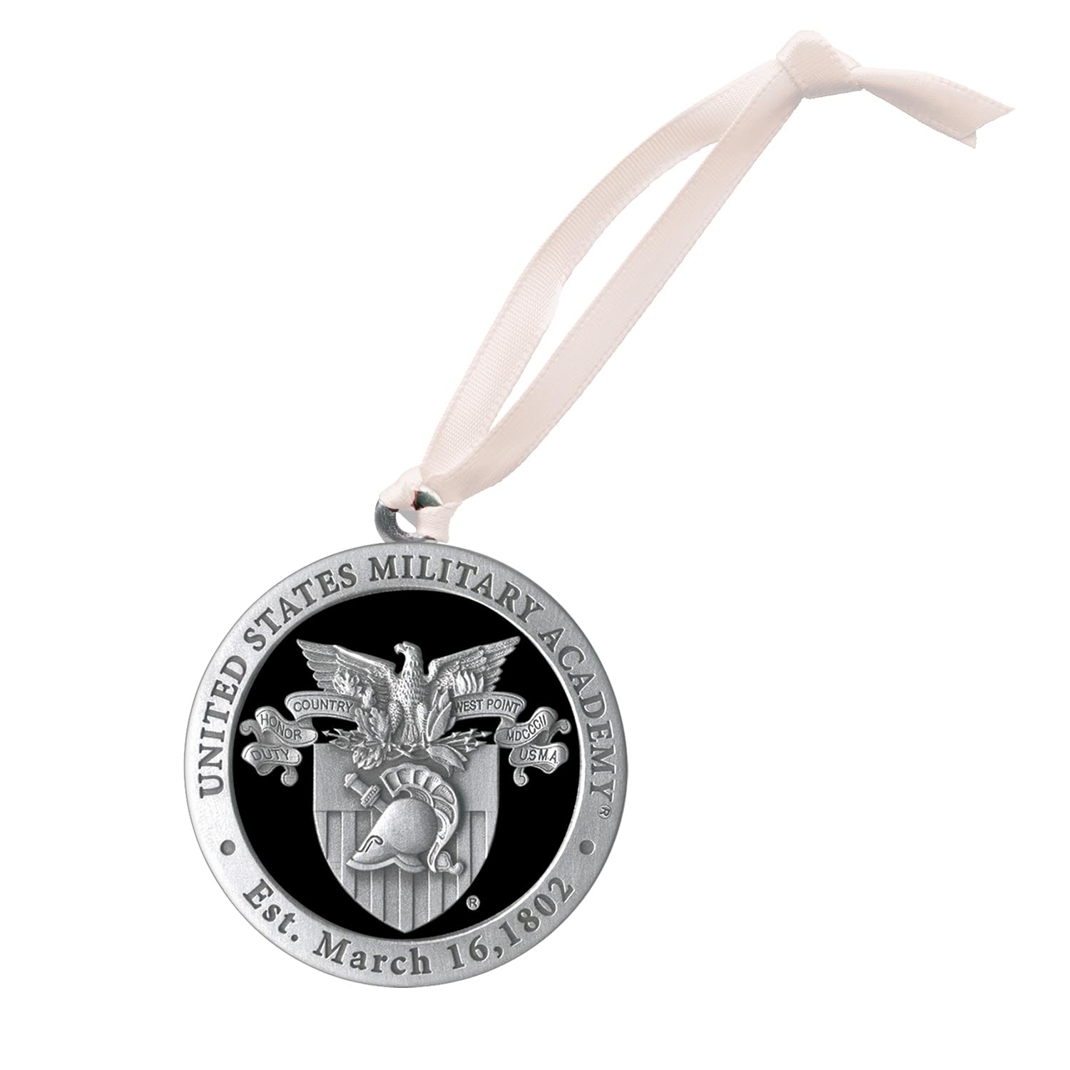 US Military Academy (Crest) Ornament Non-Dated | Hand-Sculpted Christmas Tree Ornament | Intricately Crafted Metal Pewter Alma Mater Inlay