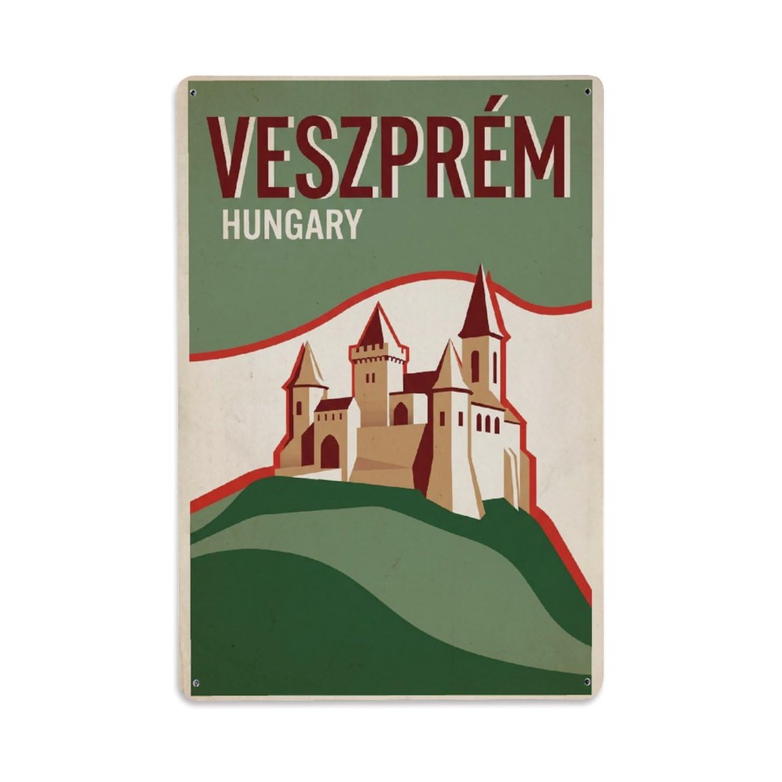 Hungary Veszprem Vintage Metal Tin Sign Plaque Wall Decor for Cafe, Club Bar, Office, Garden Metal Poster 8x12Inch