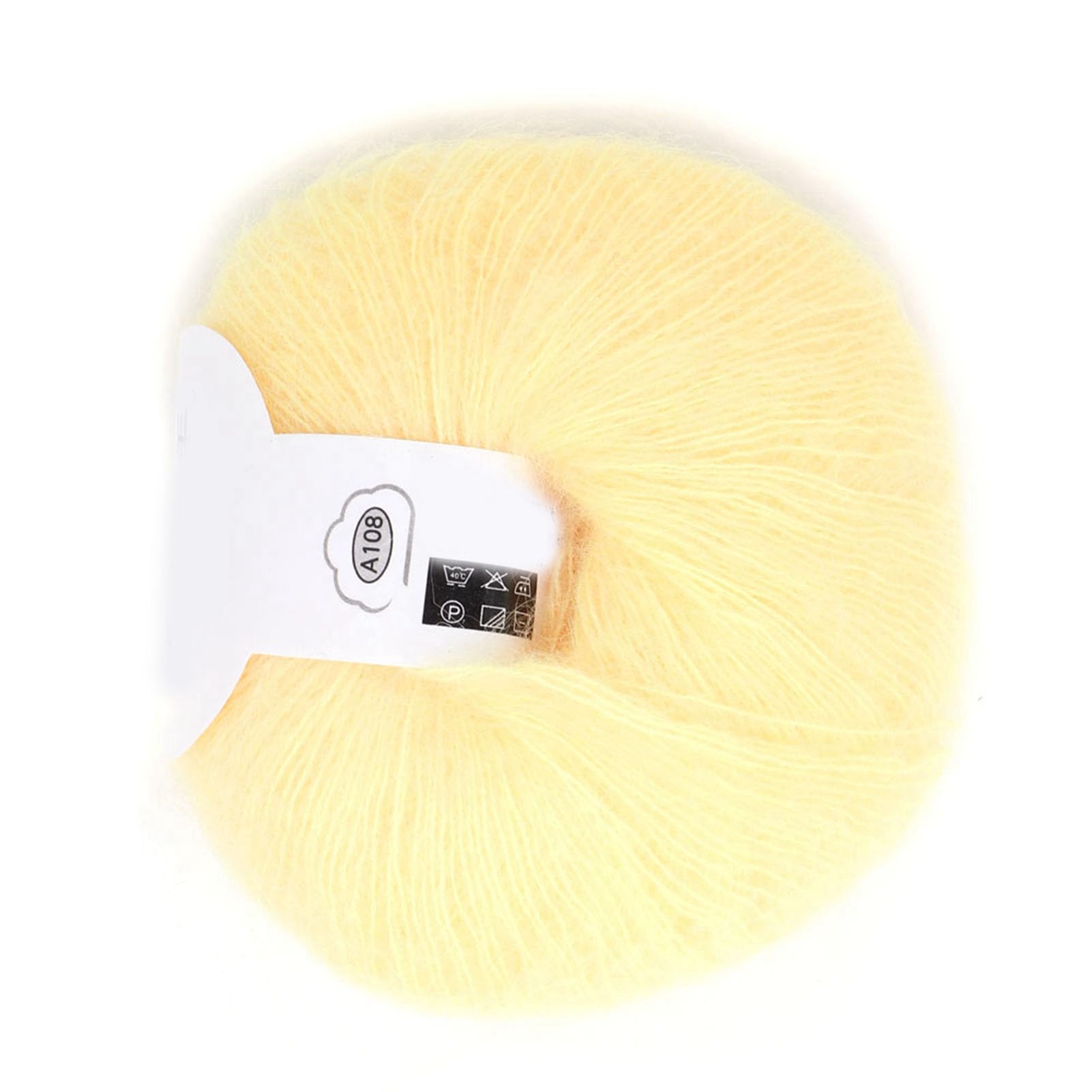 Yarn Mohair E11Wool Yarn for Knitting Soft Mohair Knit Long Wool Yarn DIY Scarf Crochet Thread Supplies (with A Crochet)(Light Yellow)