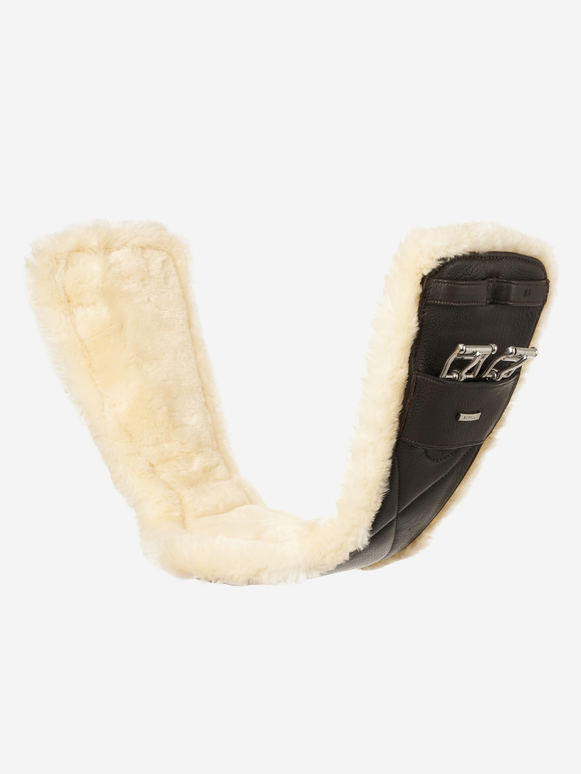 LeMieux Arika Simuwool Contoured Dressage Girth - Soft Supple Leather - Washable Detachable Simuwool - Brown - 65cm/26"