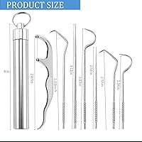 Vista 3 de Juego de 7 palillos de dientes dentales de acero inoxidable, herramientas dentales, removedor de manchas de dientes, herramientas de limpieza