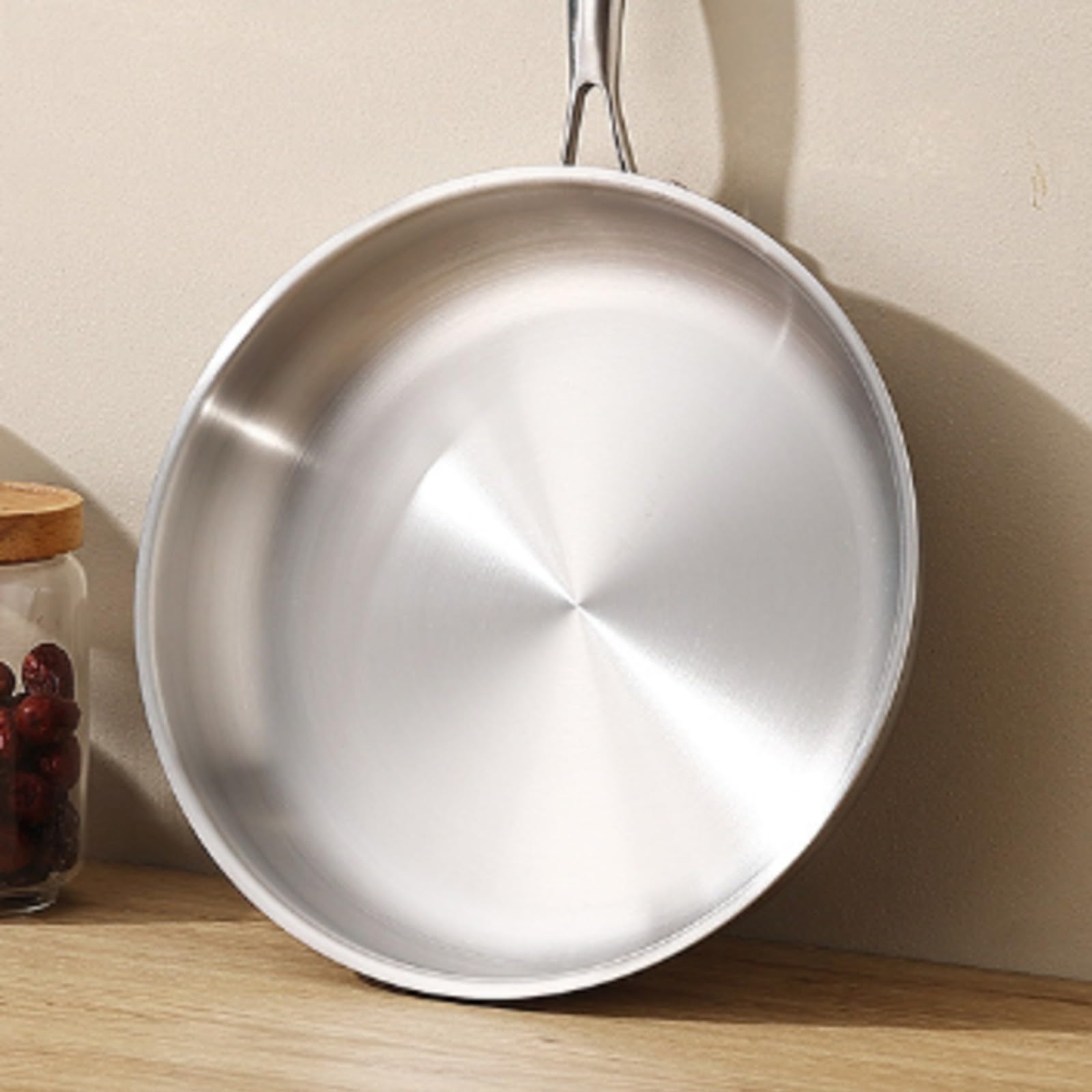 KESOTO in Acciaio Inox con Coperchio Durevole Antiaderente senza Rivestimento Facile da Pulire per Quotidiana, Colazioni, 30 Cm