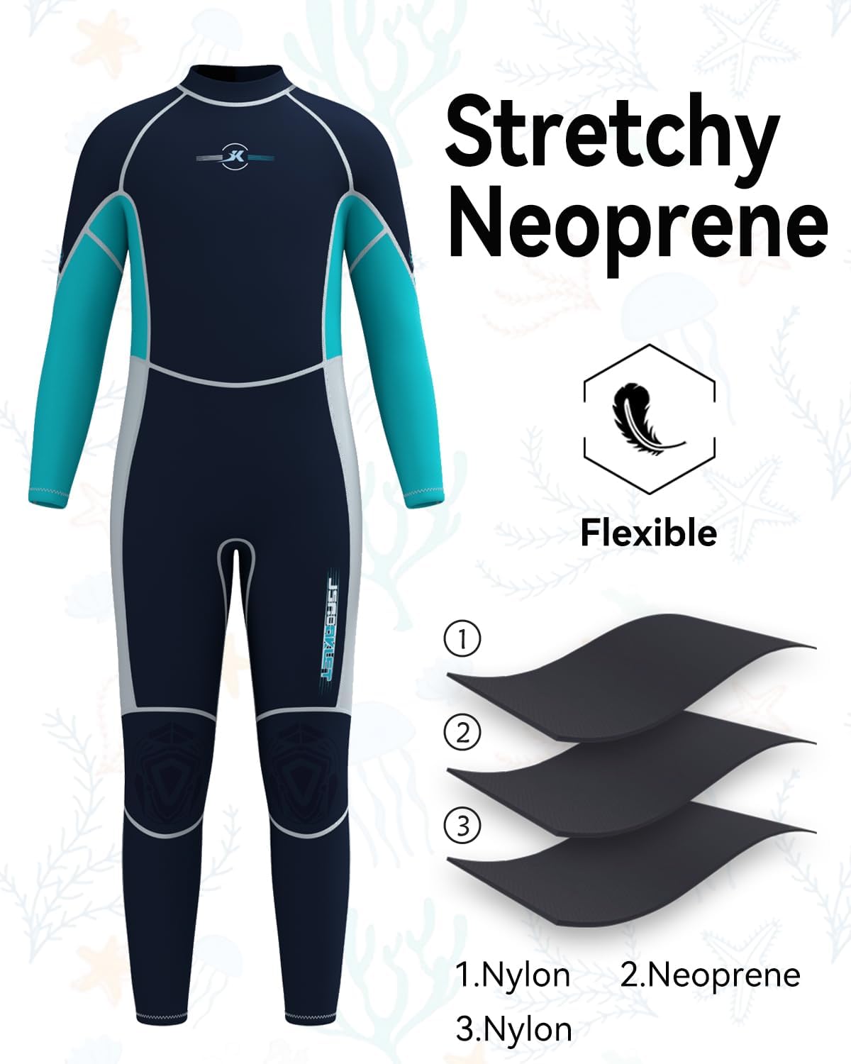 Kids Wetsuit for Boys Girls Toddlers, 3mm Back Zip Full Body Neoprene Thermal Swimsuit for Diving Swimming Water Sports - Image 5