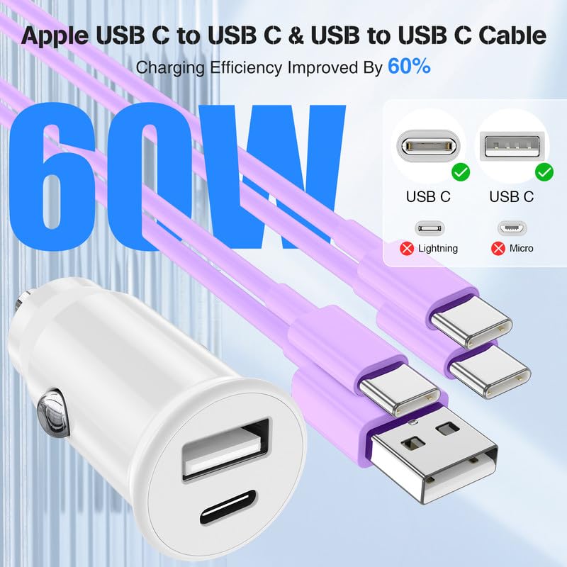 40W USB C Car Charger, Dual Port USB-C & USB-A Car Fast Charging Adapter - image 4