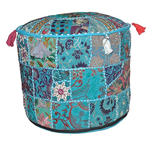 Rajasthali Indian Pouf Hocker Jahrgang Patchwork verschönert mit Patchwork-Wohnzimmer osmanischen Cover, 46 x 33 cm Cover