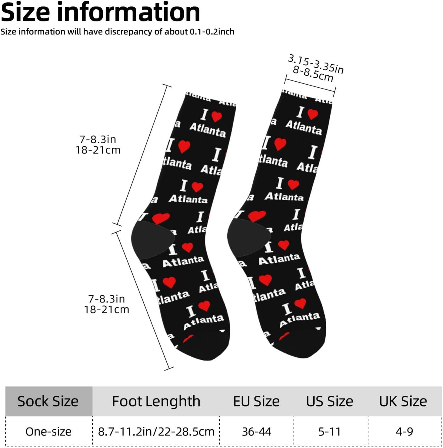 I Love Atlanta Socks For Men Women Sport Crew Athletic Running Wicking Socks