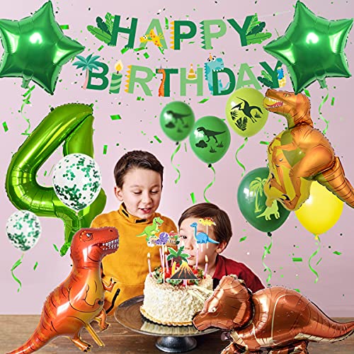 Dinosaurier Geburstagdeko Kit,Dino Luftballons Geburtstag 4 Jahr, Riesen Folienballon Zahl 4,Geburtstag 4 Jahr Junge… – Bild 5