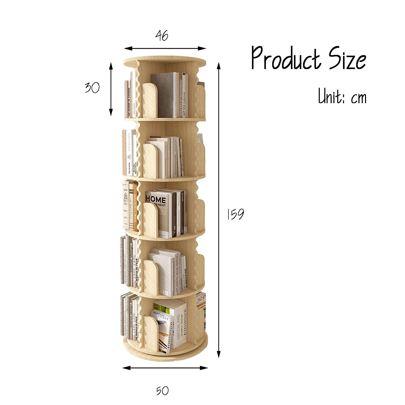 Libreria Girevole a Torre, scaffale portaoggetti Girevole a 6 Livelli, Porta CD in Legno da Pavimento per Piccoli spazi, per camere da Letto, soggiorni, Sale Giochi, 5 l
