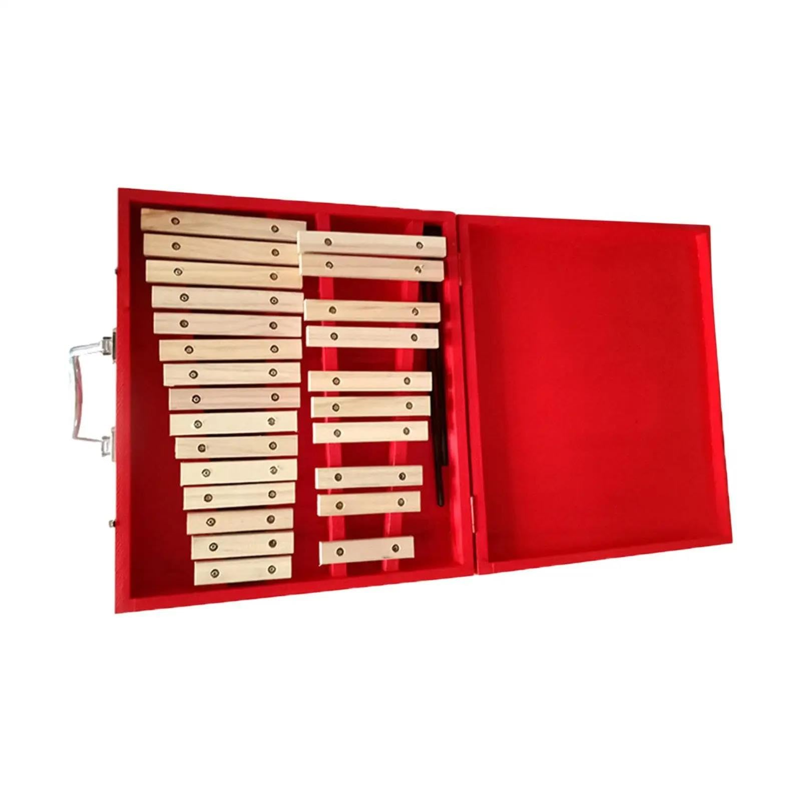 Glockenspiel Strumento a percussione con tavola armonica in legno Glockenspiel da 25 note con custodia rossa