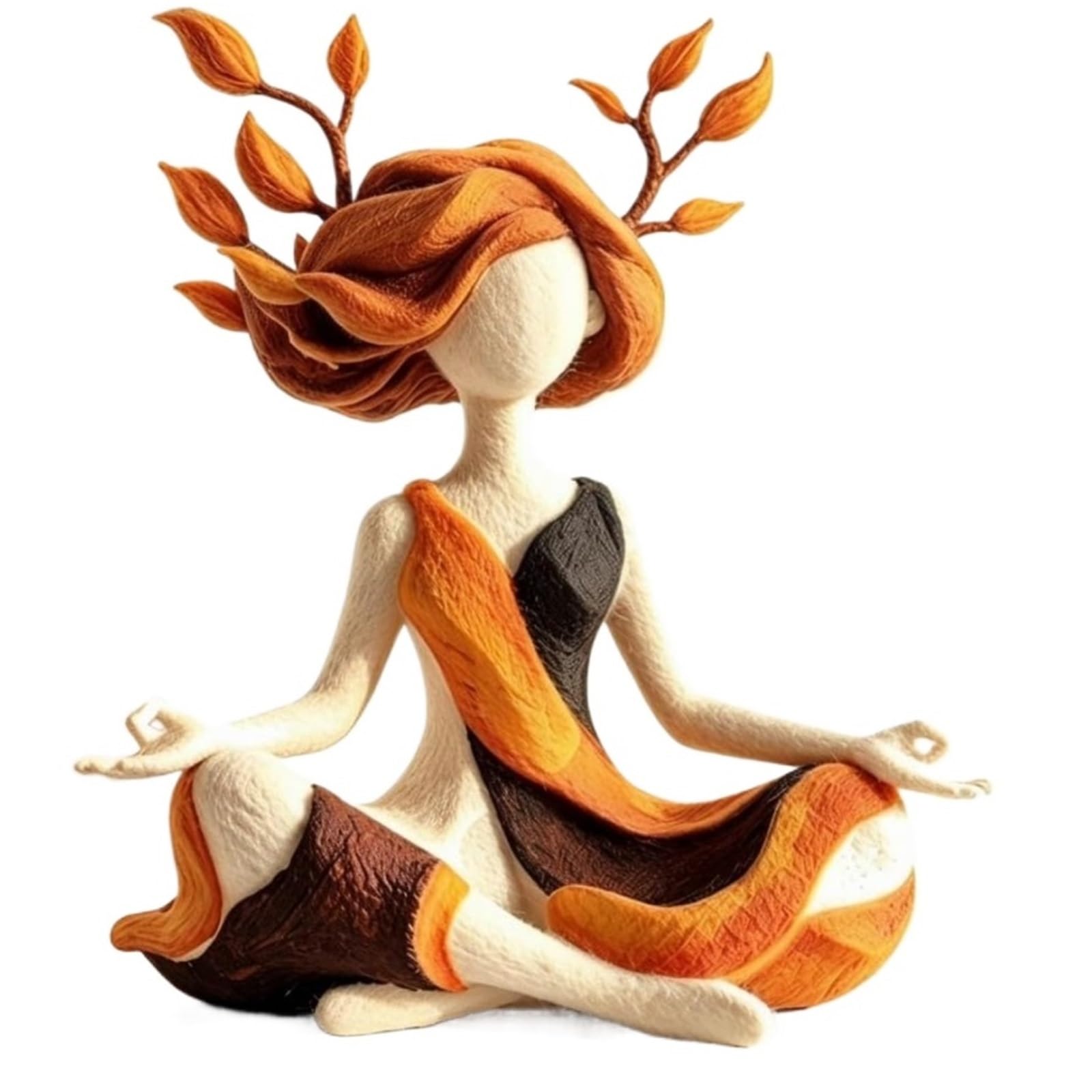 QAZWZG Inner Harmony Sculptural Figurine Inner Harmony Sculptural Figurine, Abstract Meditation Statues And Yoga Figurines, Hand Painted Resin Artistic Sculpture(Orange)