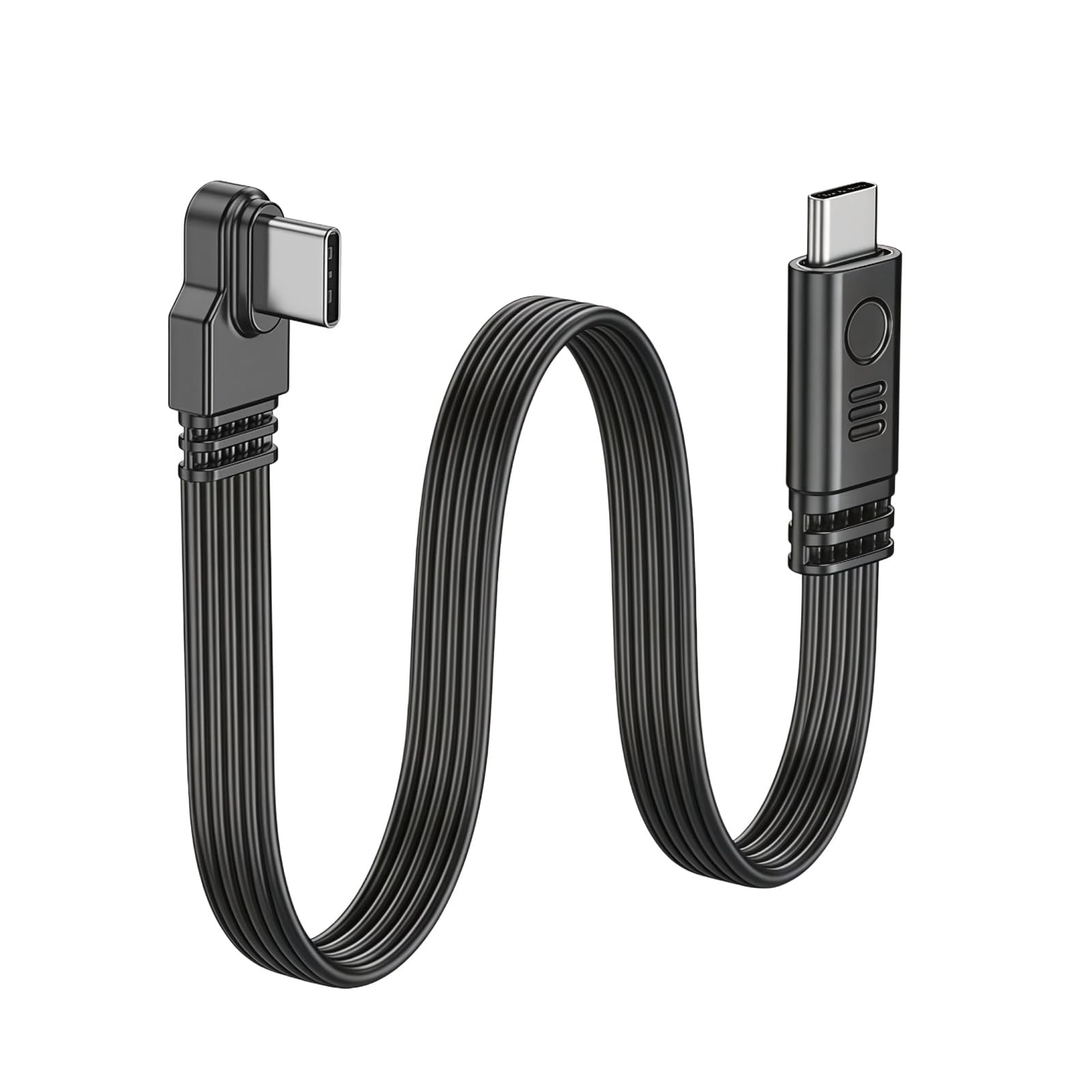 Flomiara Kurzes 90-Grad-USB C-2.0-Flachkabel, Links nach rechts biegen 30CM | flaches Silikonkabel, Typ-C Ladekabel, Links-Rechts Winkelstecker auf Gerade PD 65W Verlängerungskabel,