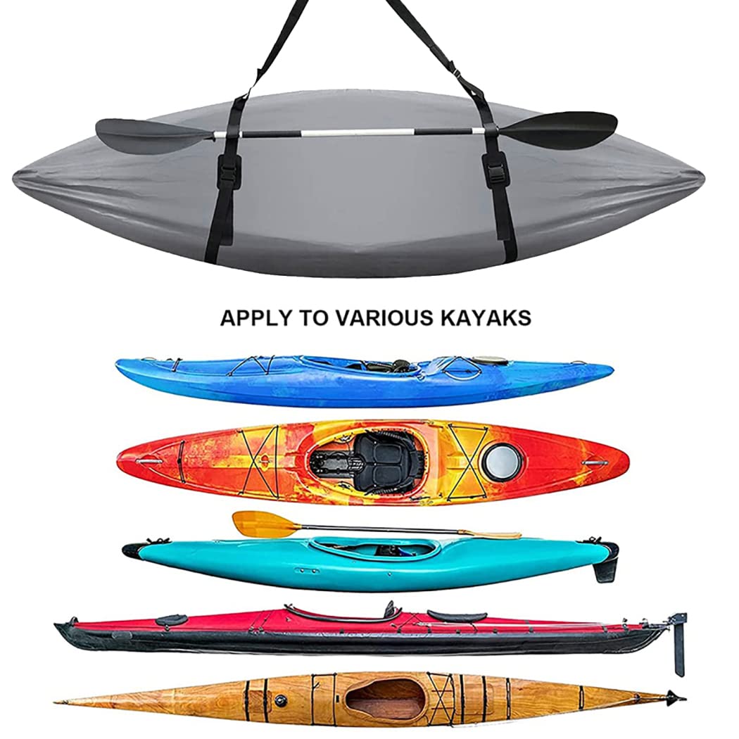 Pokrowiec na kajak i canoe, Pokrowiec do przechowywania kajaków i kajaków 420D Oxford szary, wiele rozmiarów(Fit 4.1m to 4.5m kayak)