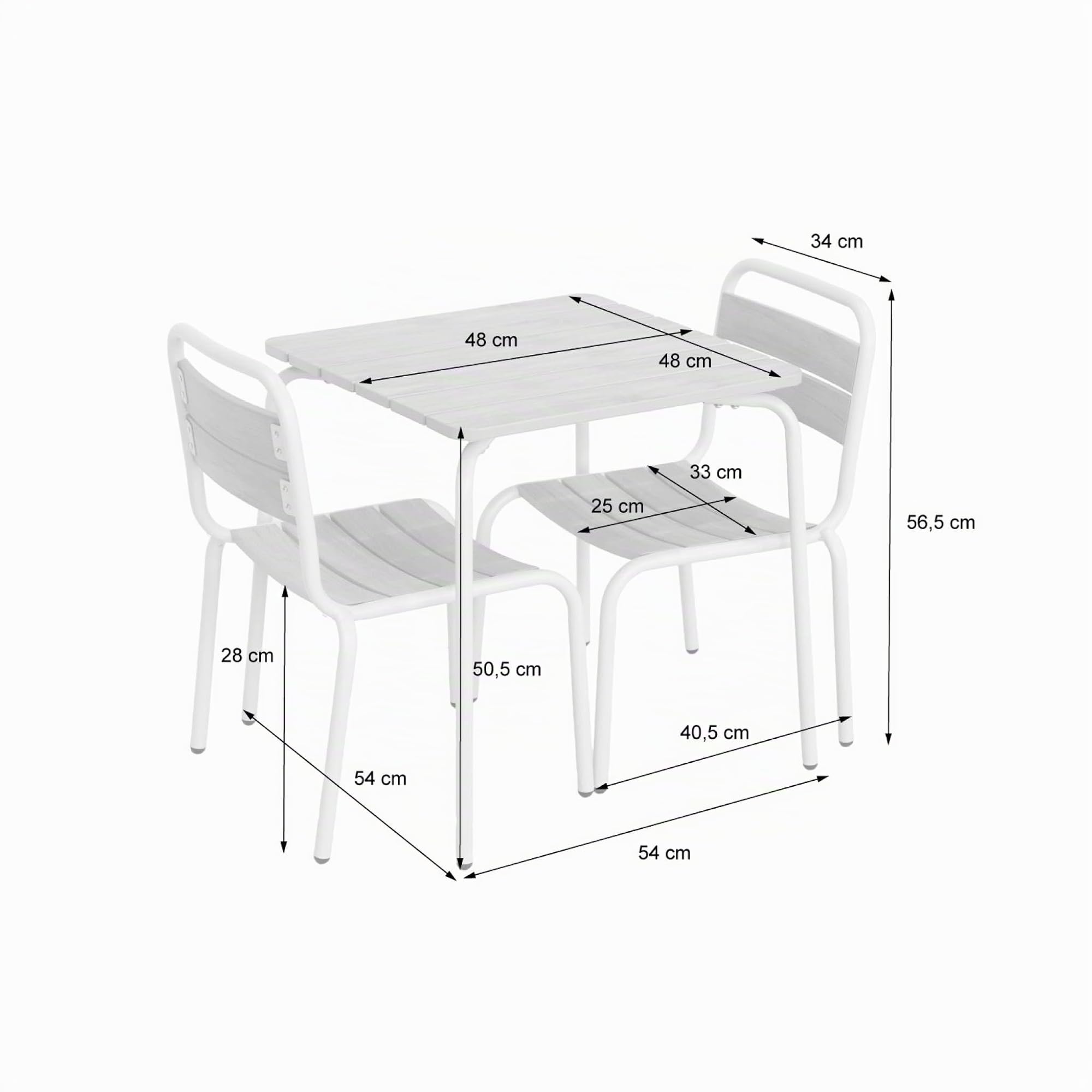 Alice's Garden sweeek - Table de Jardin Enfant Acier et décor Bois + 2 assises Beige - Suzie