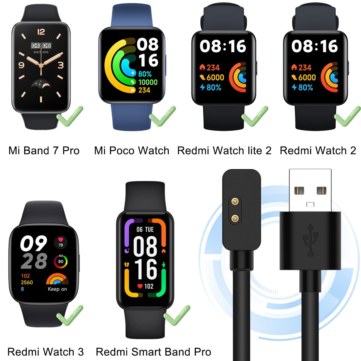 Caricatore Magnetico MoKo Per Xiaomi Smart Band 9/8/Redmi Watch - Cavo USB 1M, Ricarica Rapida - Foto 9