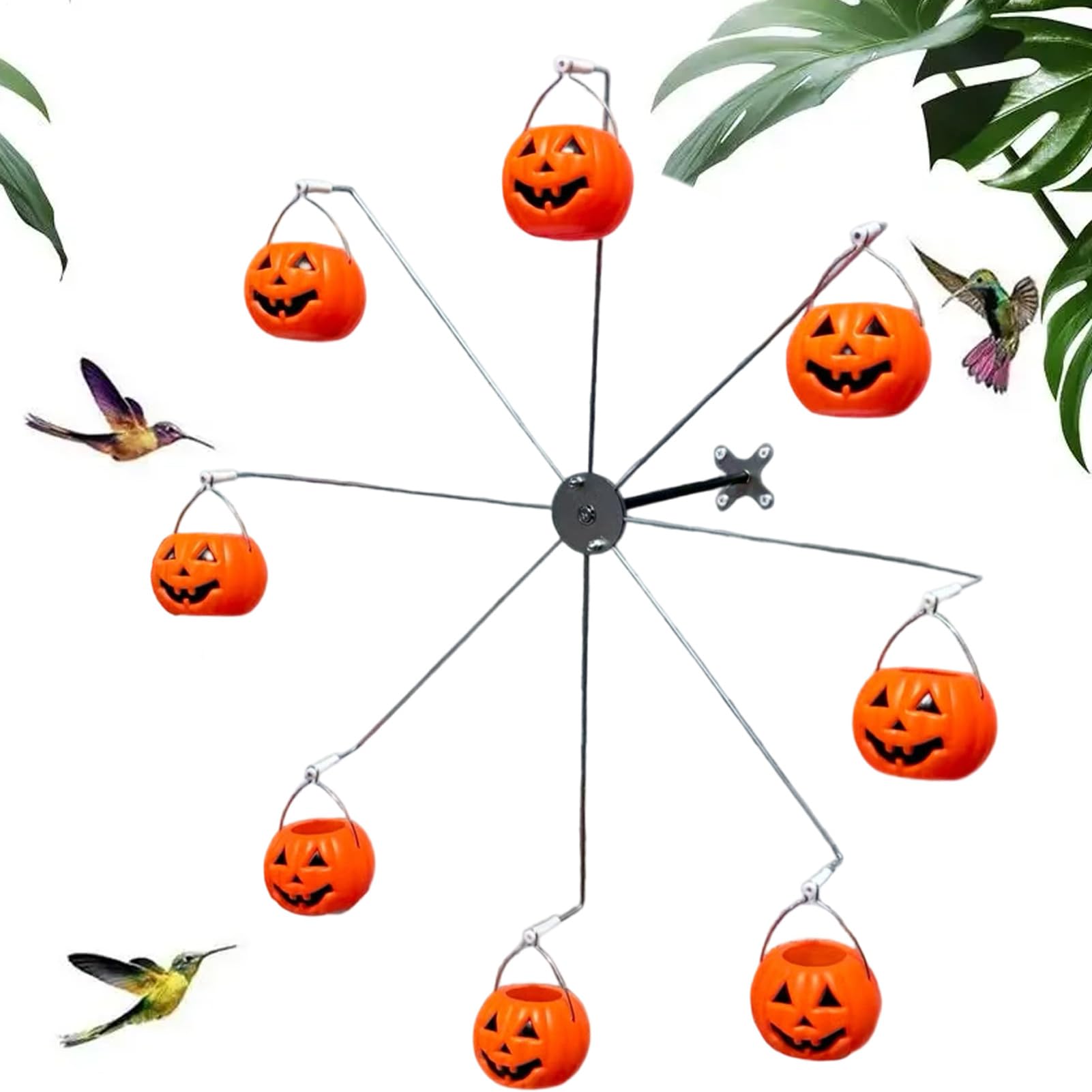Mangeoire pour oiseaux sauvages à 8 bols : décoration d'Halloween pour extérieur et jardin