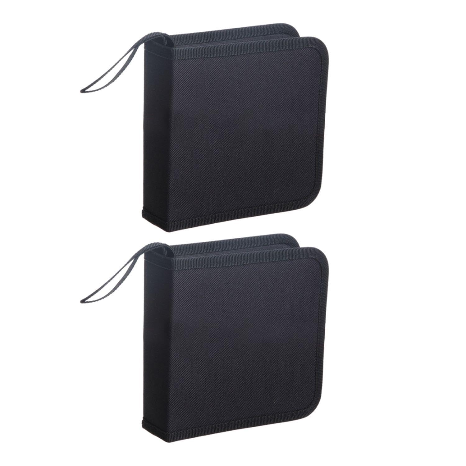 Sac Noir pour CD, Boîte De Rangement pour CD, Sac pour CD en Tissu Oxford pour Voiture, Sac De Rangement Pratique pour DVD, Boîte De Support pour CD De 40 Capacités, 2 Pièces