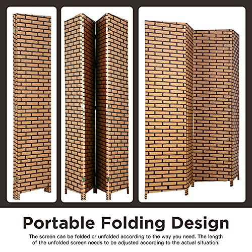image for FDW Room Divider Wood Screen 4 Panel Wood Mesh Woven Design Room Scree