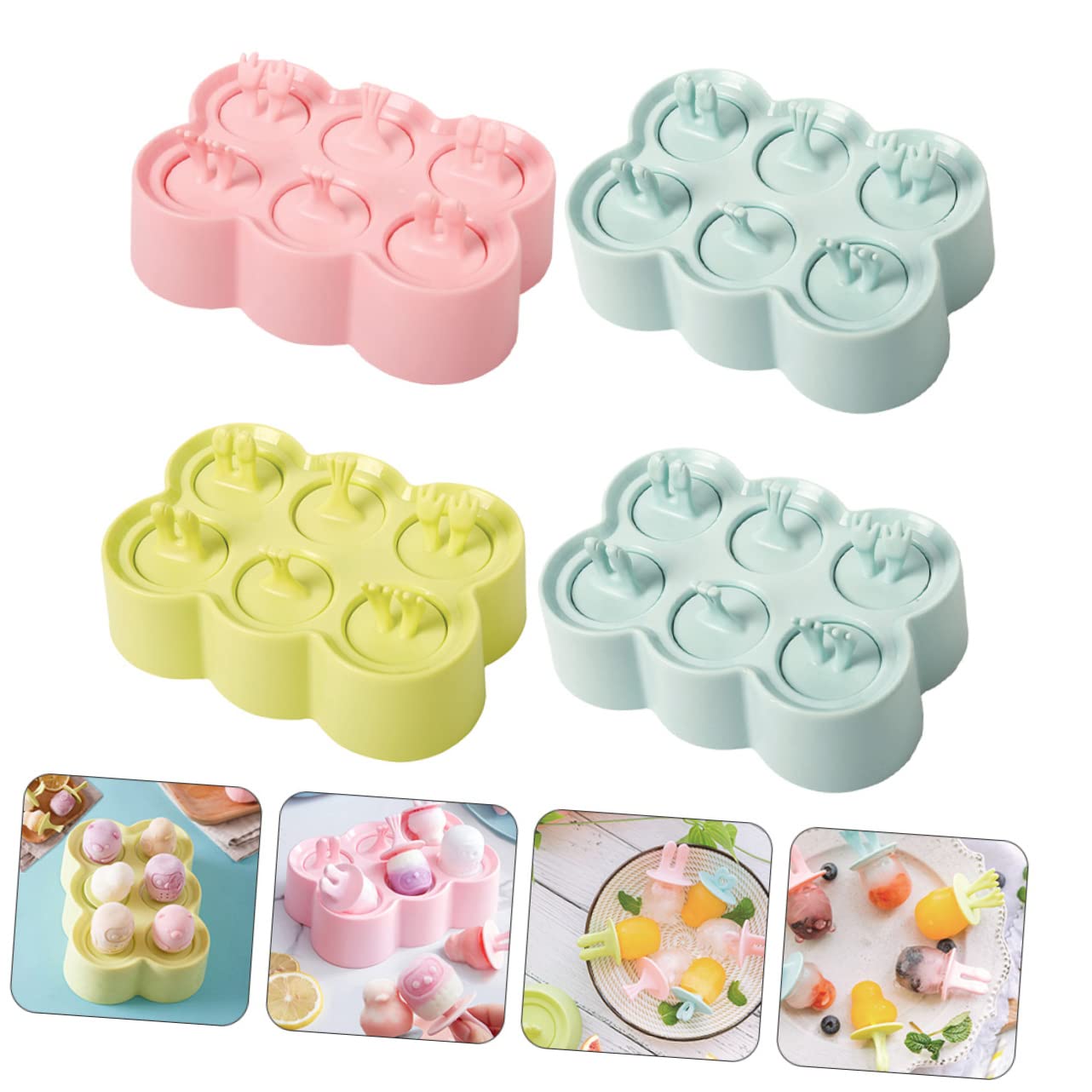 Moules à Glace en Silicone Réutilisables, 4 Pièces, Forme Animale, Légers et Faciles à Nettoyer pour Création DIY de Glaces Maison