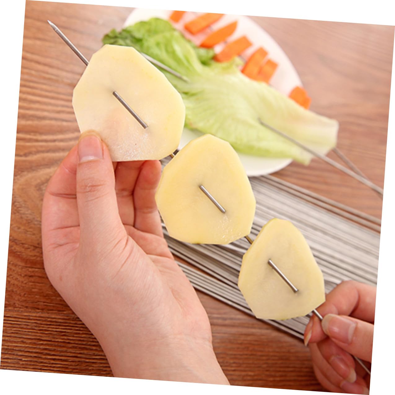 Pinchos para Barbacoa de Acero Inoxidable, 100 Piezas para Asados | Acabado Plata, Aptos para Camping, Picnic y Parrilla Exterior Complementos de Barbacoa para Uso al Aire Libre