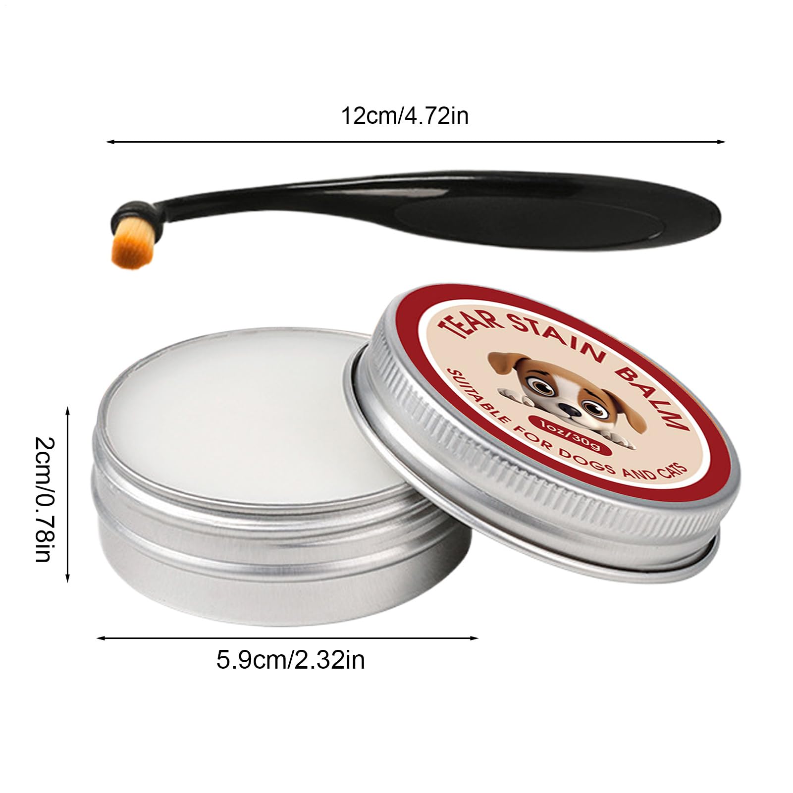Tear Stain Remover | Pet Eye Cleaning Balm with Brush | Gentle Removal of Tear Stains, Eye Care for Dogs, Cats, Puppies, Daily Care at Home, Travel, Tie