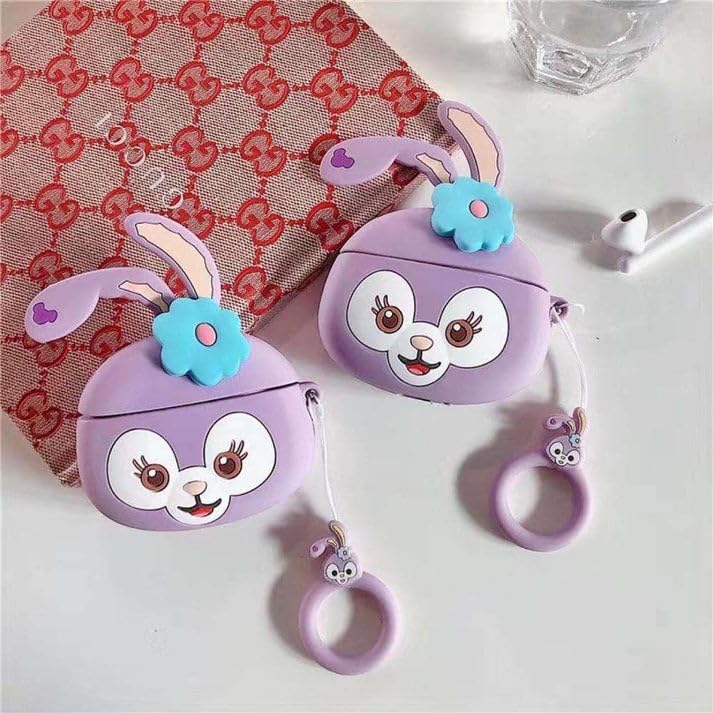 Image of Cartoon Silicone Case Compatible with Apple AirPods Pro 2 Case Cover - Cute 3D Shockproof 360 Protective Skin Cover with Keychain | AirPods Pro 2nd Gen Case (Rabbit)