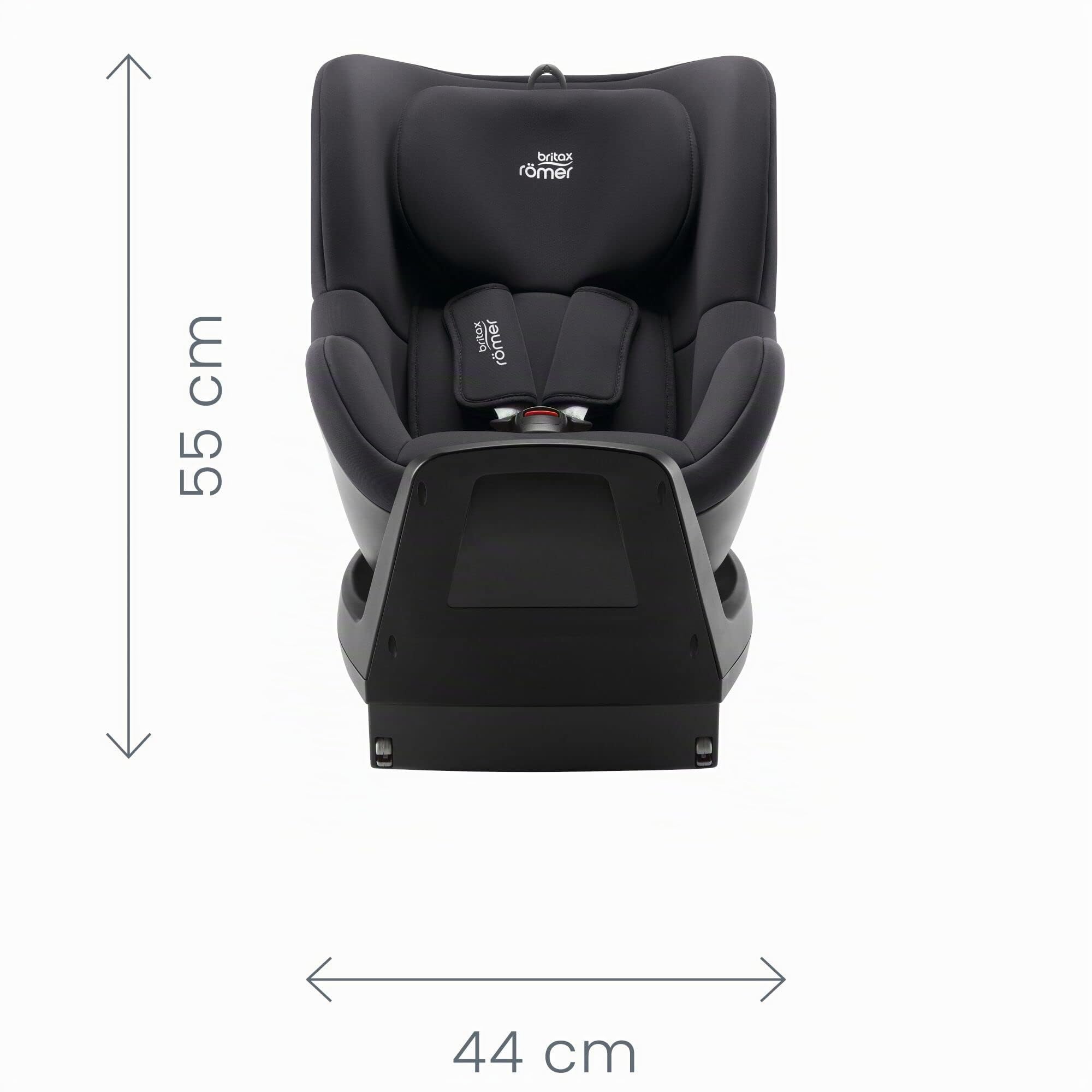 BRITAX RÖMER Seggiolino Auto DUALFIX PLUS Girevole a 360°, con Inserto Neonato e Sistema di Fissagio ISOFIX, Bambini da 40-105 cm (i-Size), dalla Nascita fino ai 4 anni, Midnight Grey