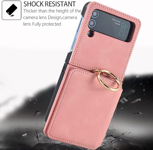 Miniatura 3 de Asuwish Funda de teléfono para Samsung Galaxy Z Flip 4 5G 2022 con anillo cruzado correa con cordón para tarjeta de crédito, soporte para celda,
