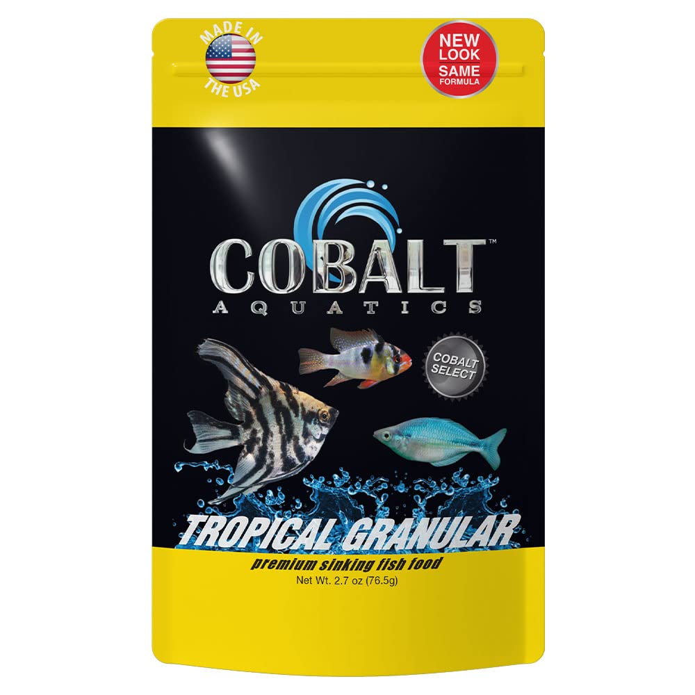 Cobalt Aquatics Tropical Granular High Protein Food, 2.07oz - Balanced Vitamins & Minerals - Sinking Pellets for Fish & Shrimp