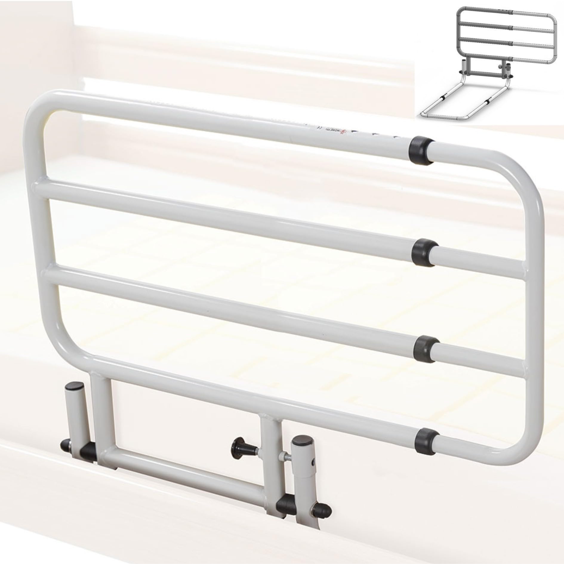 Sponda Letto Matrimoniale Universale Anticaduta, Sponda Letto Anziani e Disabili Ribaltabile e Regolabile - 67–105 cm