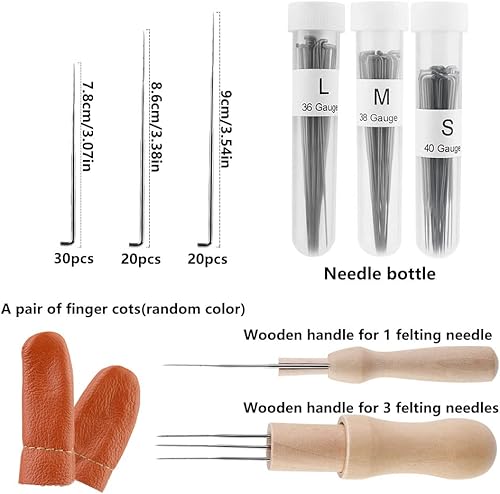 Miniatura 2 de Mayboos 74 agujas de fieltro de lana, herramientas de fieltro, herramientas de fieltro, herramientas de fieltro, herramienta de fieltro con 3