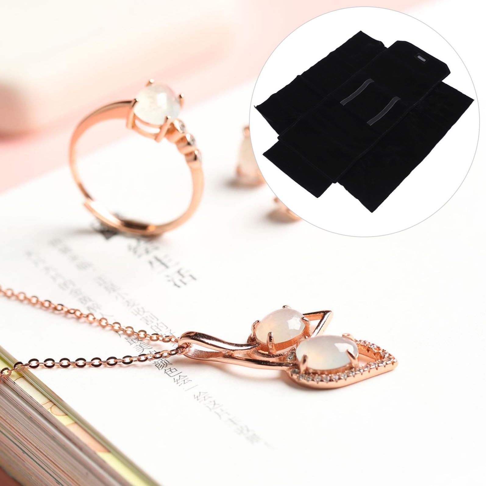 Abaodam Rotolo Porta Orologi e Braccialetti in Flanella Nera, Leggero e Compatto, Sacchetto Multifunzionale per Viaggio e Uso Quotidiano