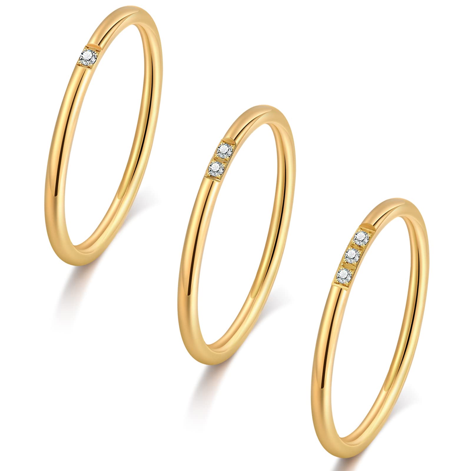 AllenCOCOGold Rings for Women-14K Gold Plated Stackable Smooth Men's Ring Girls Wedding Jewelry