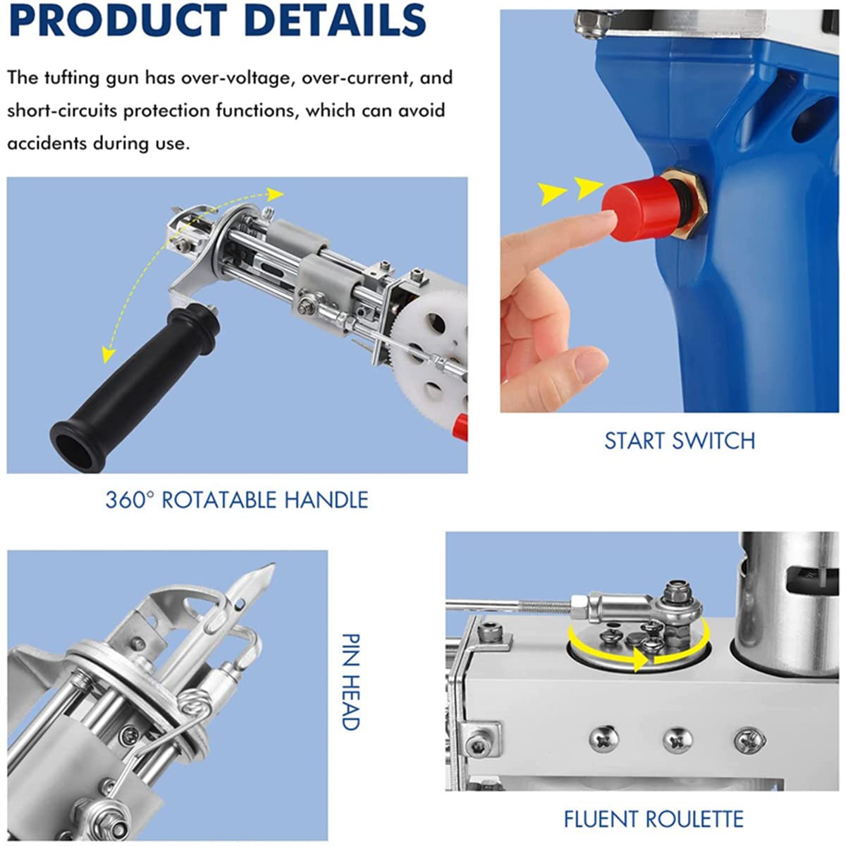 タフティングガン カットパイル ブルー/青 タフティングガン カットパイル ブルー/青