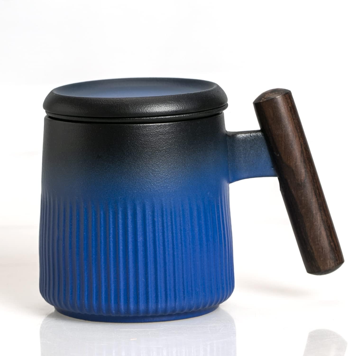 Tea Mug Ceramic Tea Cup with Infuser and Lid Gradient