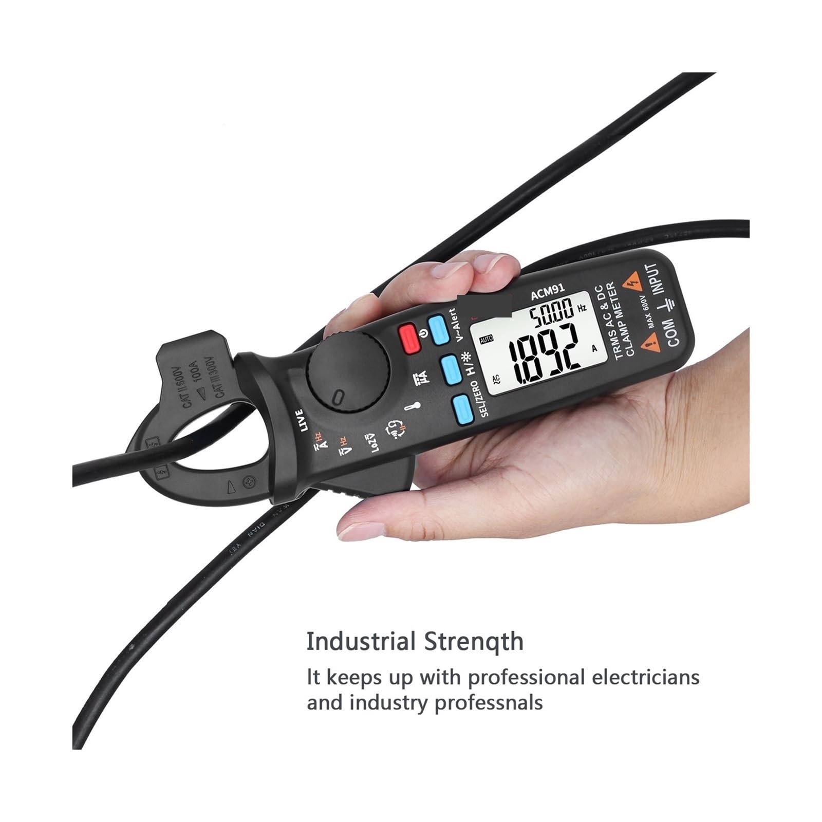 Pinza amperimétrica digital, ACM91 Medidor De Pinza Digital 1mA Amperímetro Precisión DC AC 100A Multímetro Profesional Probador Coche(ACM91 Black)