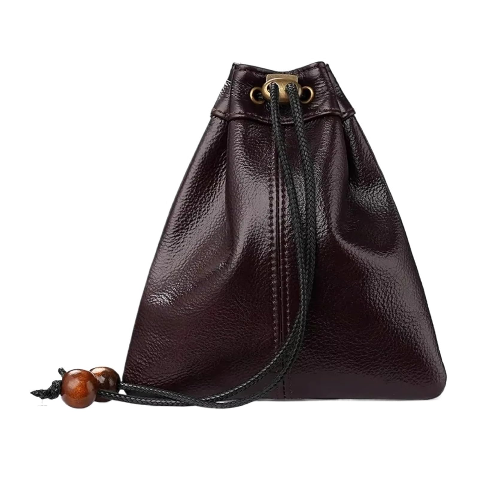 AYWTIUN Leather Drawstring Pouch Organizer PU Leather Drawstring Pouch Two Size Closure Coin Purses Women Men