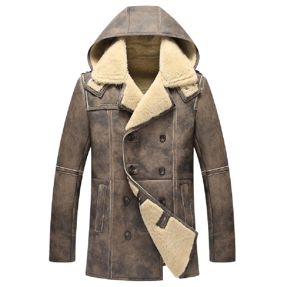 【REALSHEEPSKIN】メンズムートンコート Amazon | フード付きロング コート ムートン メンズムートン