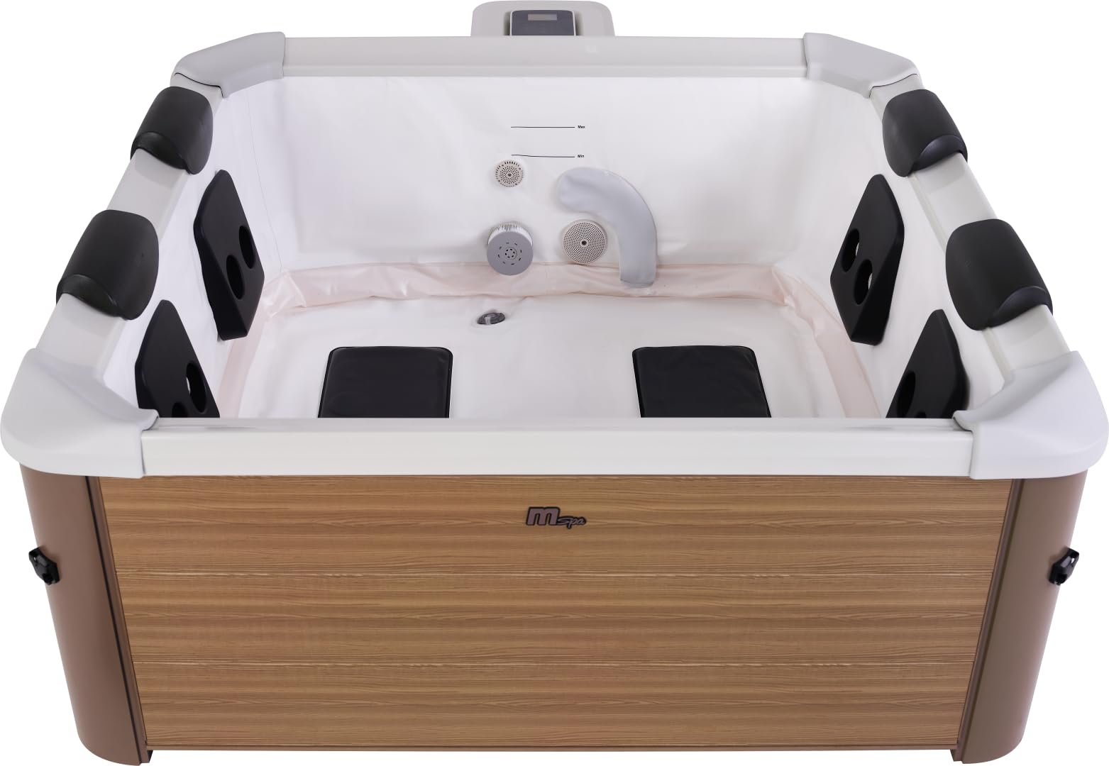 MSPA Whirlpool Oslo Amber – 160 x 160 x 65 cm – Whirlpool Hinchable para 6 Personas con 120 chorros de Masaje, 8 boquillas de hidromasaje, calefacción PTC, luz LED, desinfección de ozono y Cubierta