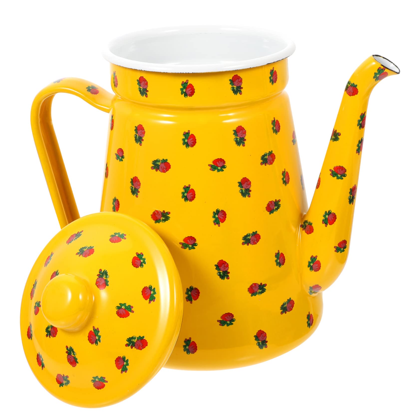 KICHOUSE Tea Kettle Stovetop Enamel Retro Coffee Pot Vintage Enamel Coffee Boiler for Kitchen Use