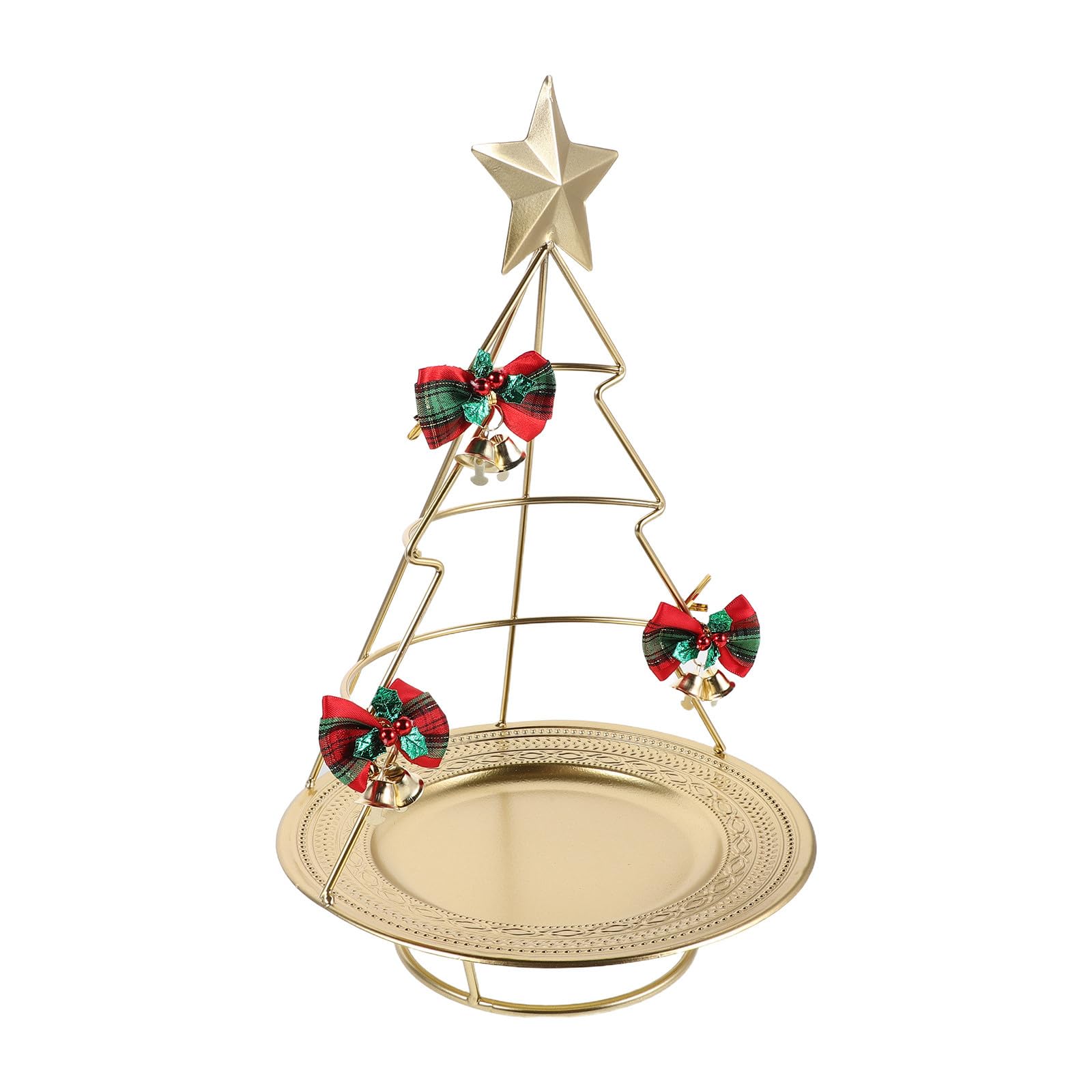 Soporte de hierro de árbol de Navidad con bandeja metálica Artibetter