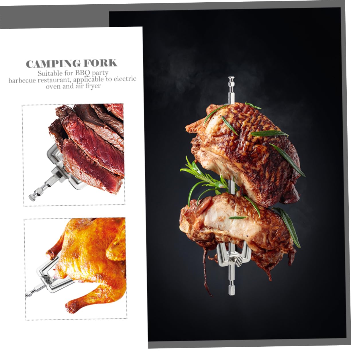 Toddmomy 3pezzi Forchette Bbq Inossidabile Girevoli e Versatili Per Grigliate Accessori Per Barbecue Per e